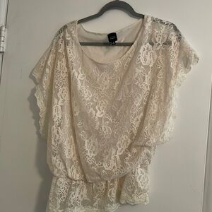 Cream lace peplum blouse